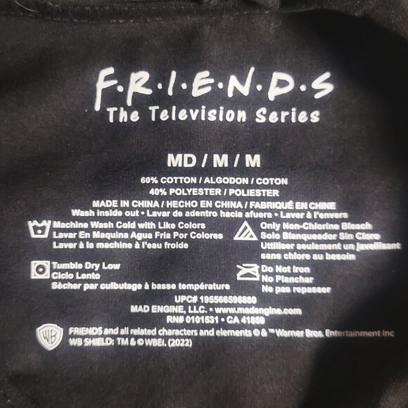 NWT Friends Long Sleeve Hoodie Black Television Series - Women's Size M - Picture 6 of 9